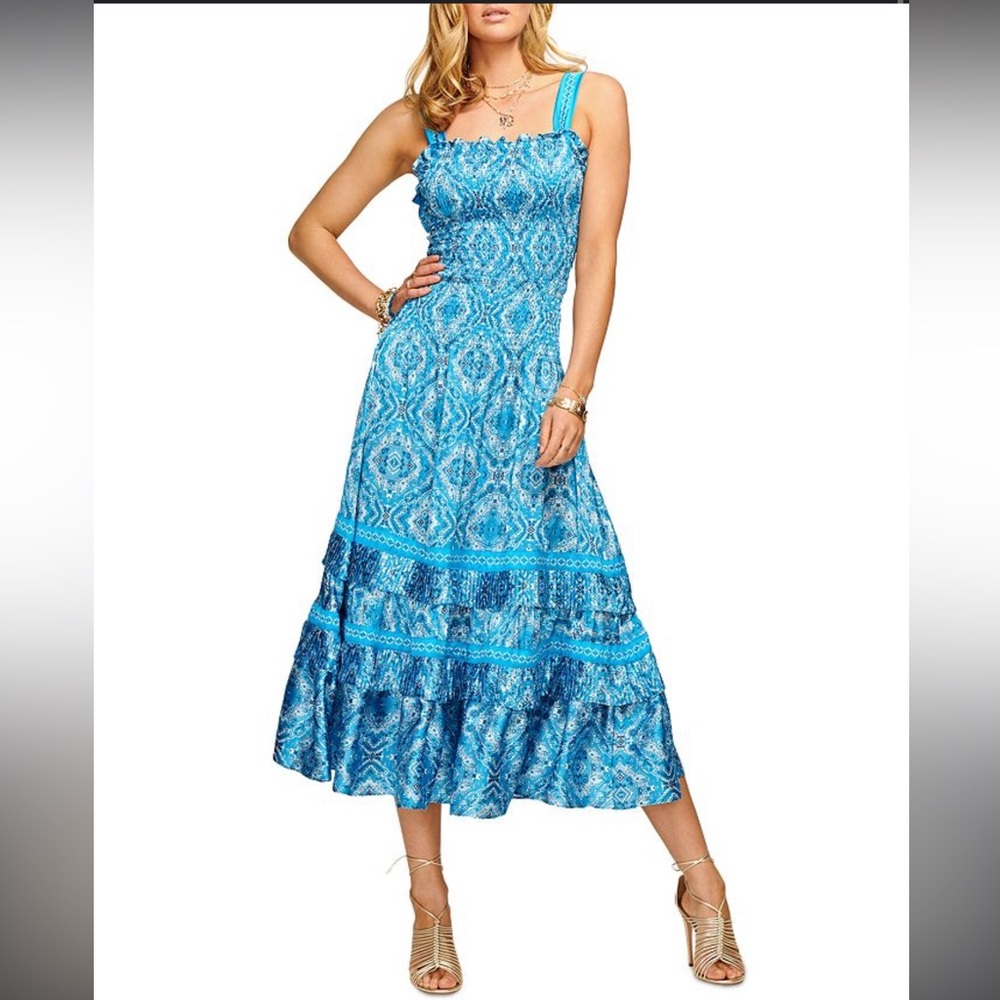 NEW Ramy Brook Sia Allover Print Sleeveless Square Neck Midi Dress NWT